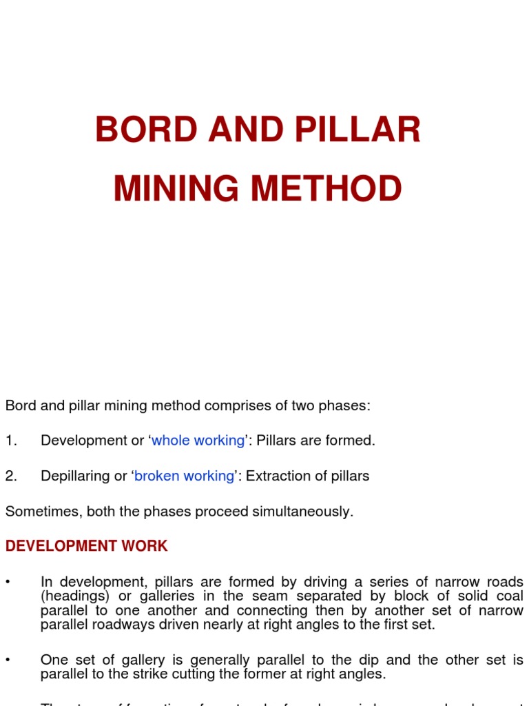 Bord & Pillar Method Mining Coal