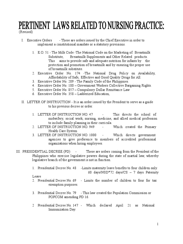 LAWS THAT MAYBE RELATED TO NURSING PRACTICE Medical Prescription