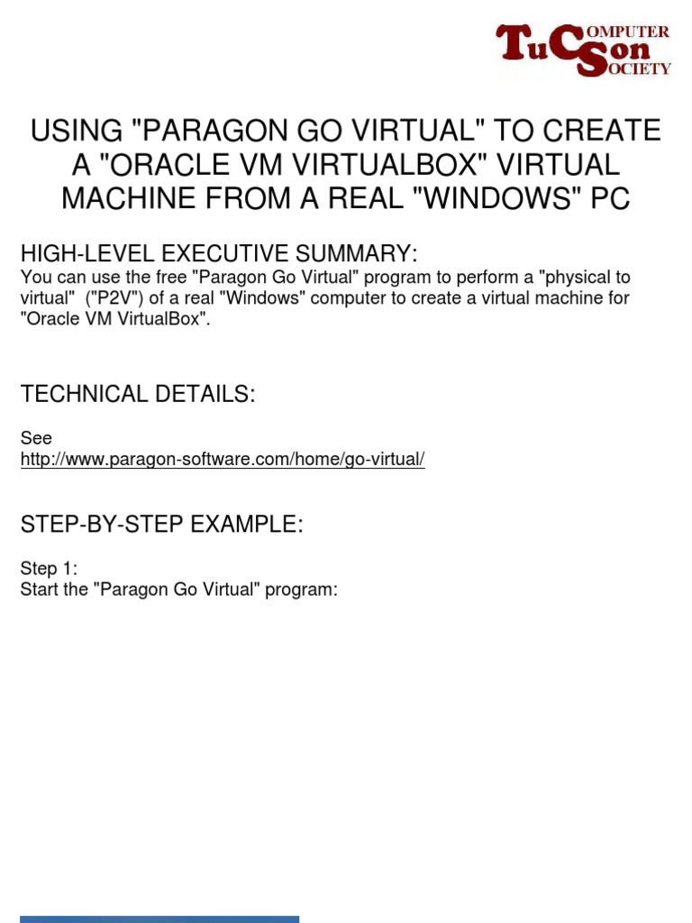P2V Windows PC to Oracle VM VirtualBox | PDF | Virtual Machine ...