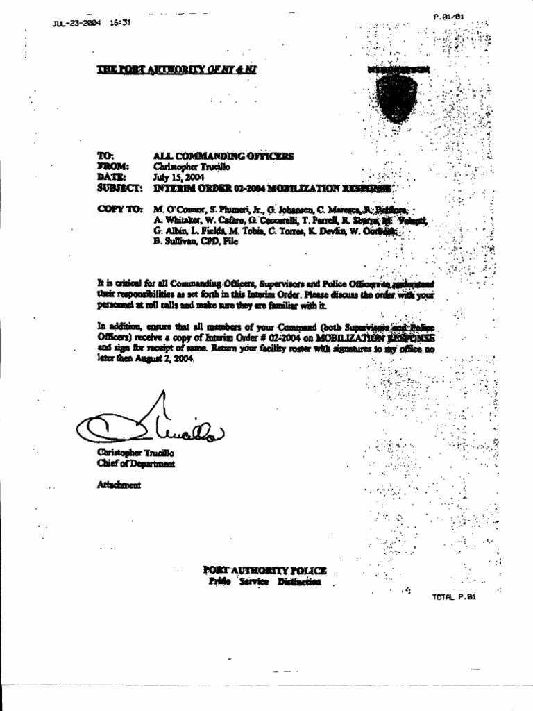 Interim Order for Mobilization Protocols | PDF | National Security ...