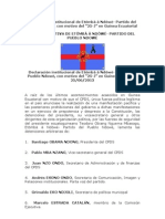 Declaración Institucional de Etômbâ Â Ndôwé - Partido Del Pueblo Ndowé, Con Motivo Del "25-J" en Guinea Ecuatorial