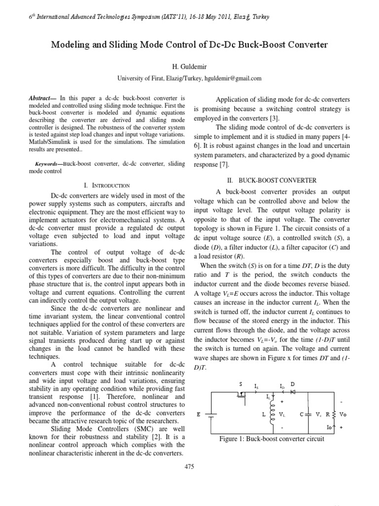 Sliding Mode Control of Buck-Boost Converter | PDF | Control Theory ...