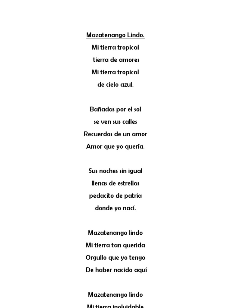 Letra De Mazatenango Lindo Pdf Diunggah Oleh Axel Perello