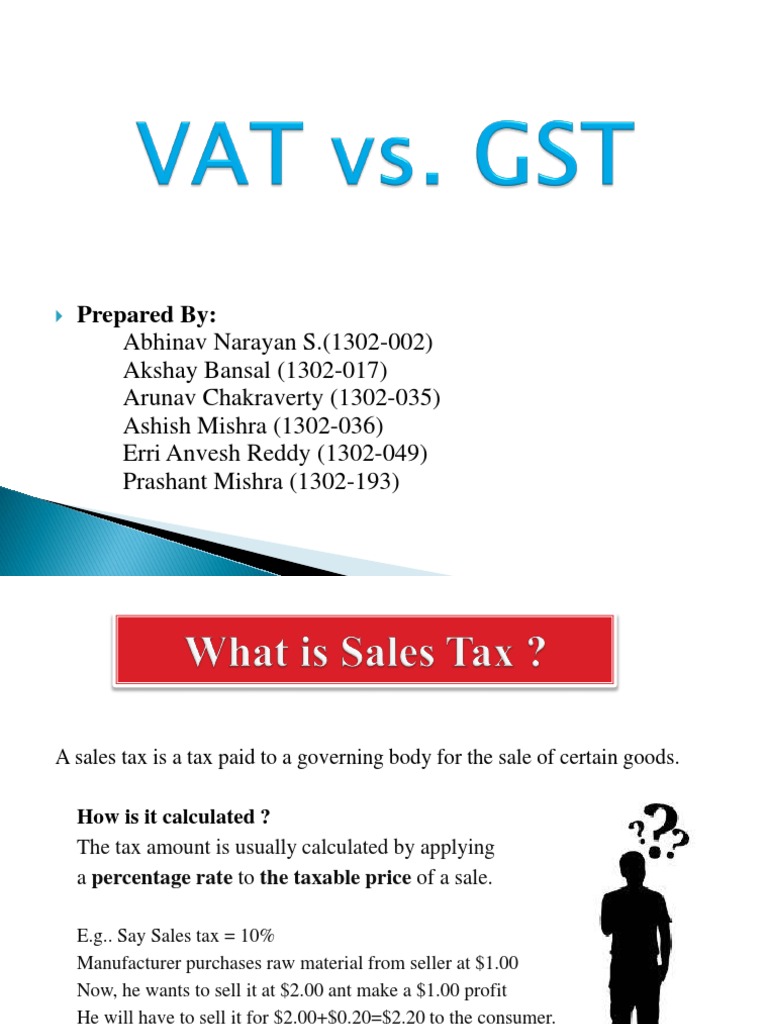 Vat vs Gst Final Value Added Tax Sales Tax