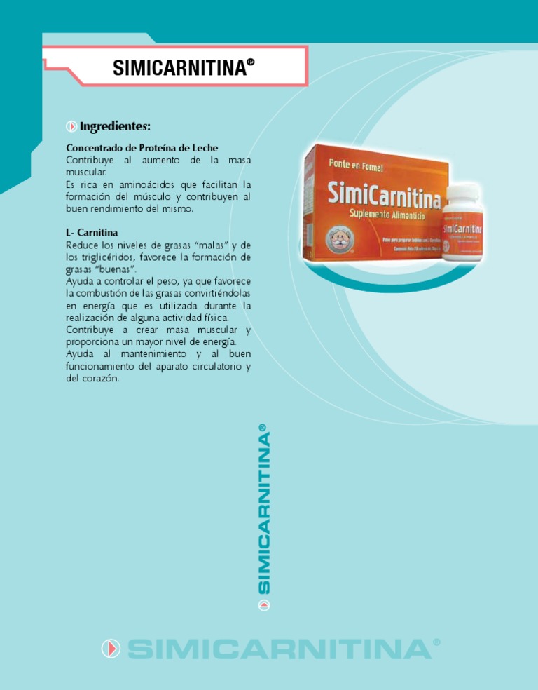 l carnitina dr simi Beneficios de Simicarnitina y L-Carnitina