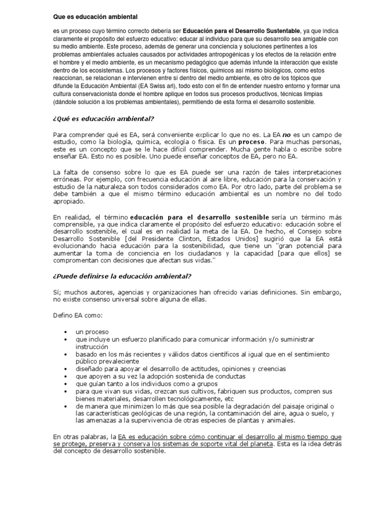 Que es educación ambiental  Desarrollo sostenible 