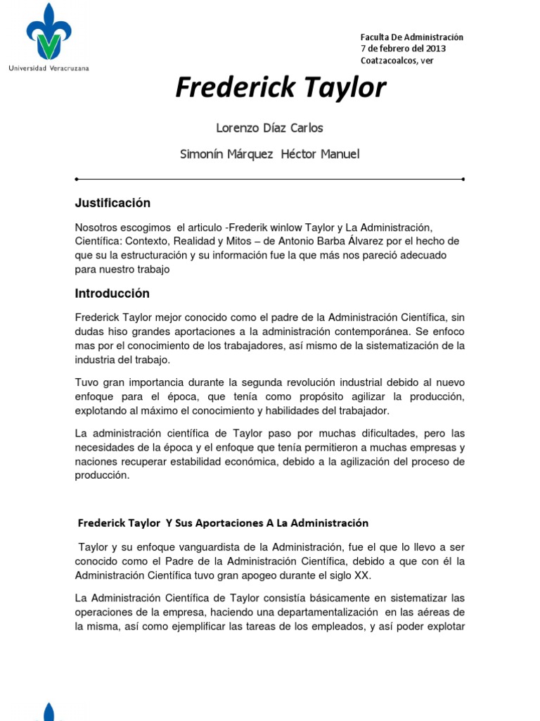 Aportaciones de Taylor a la Administración | PDF | Economias | Science