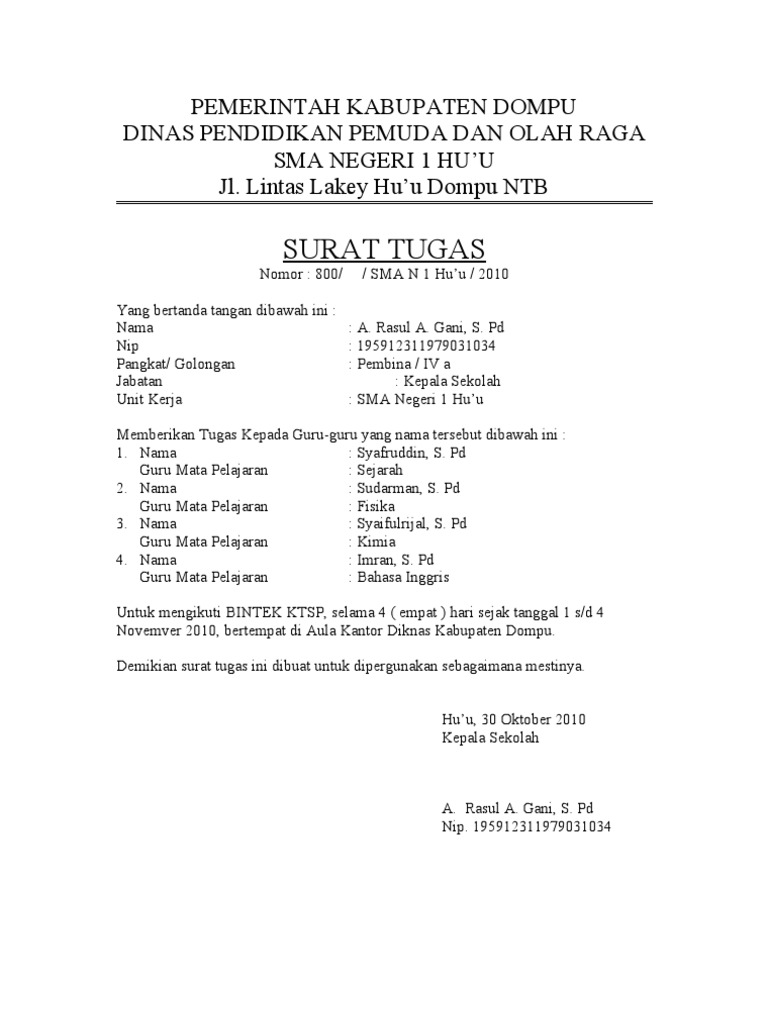 Surat Tugas Bintek