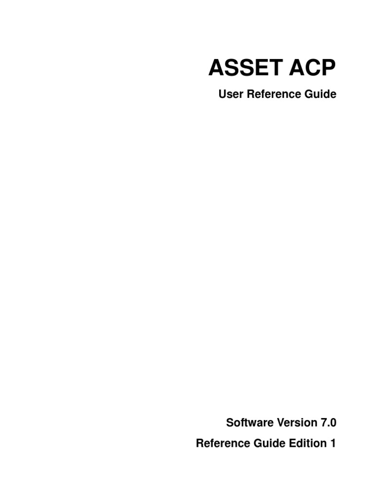 Asset ACP User Reference Guide | PDF | Computers