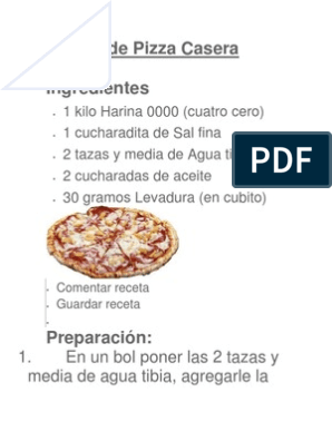 Receta de Pizza Casera | PDF