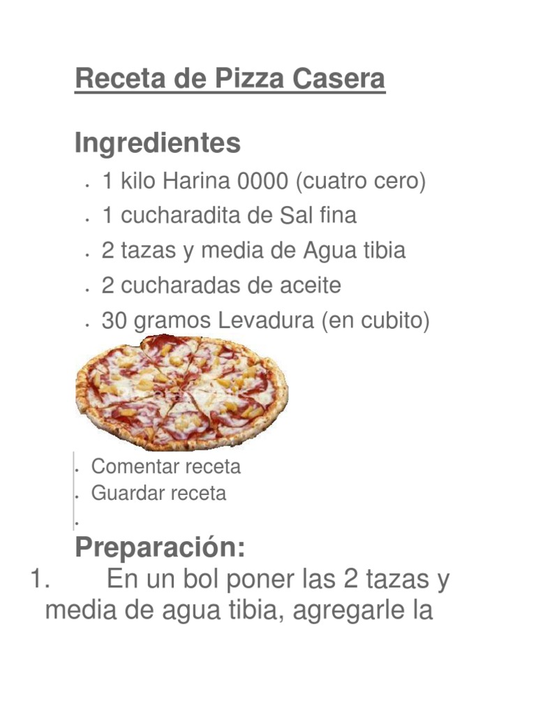 Descubrir 34+ imagen receta escrita de pizza casera