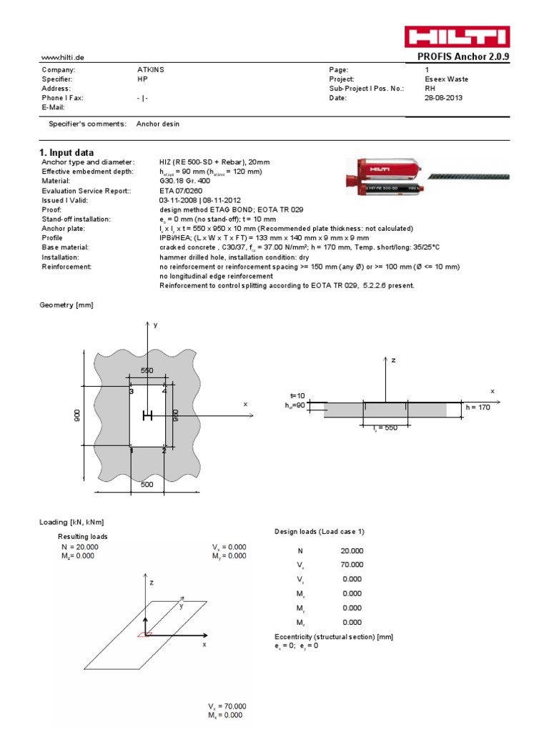 Anchor Design Hilti (HP) Building Engineering Mechanical Engineering