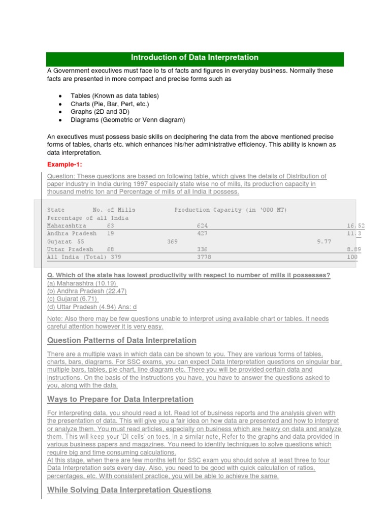 Data Interpretation Techniques and Tips | PDF | Percentage | Data