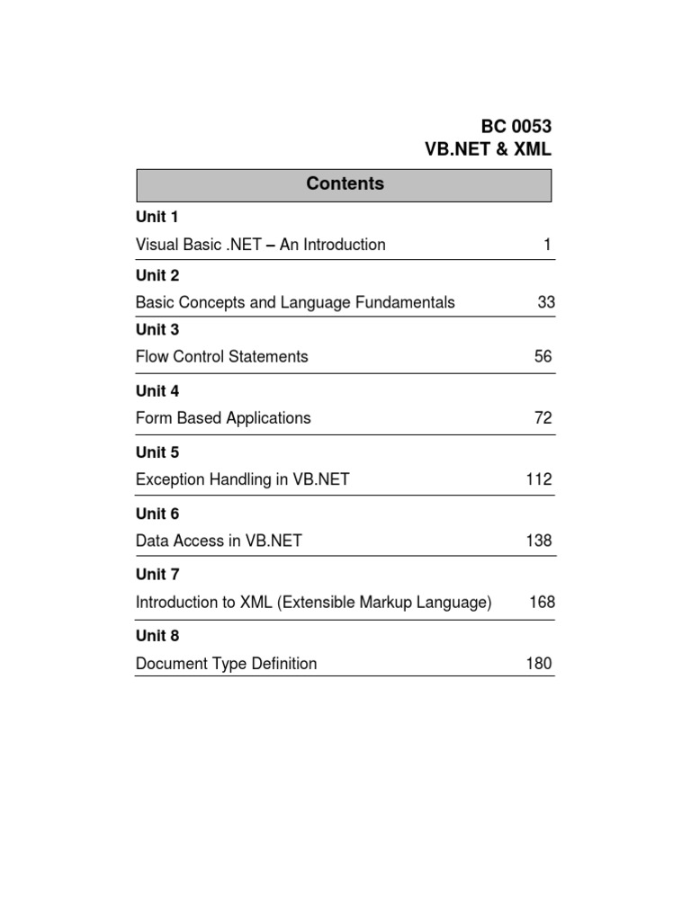 VB.NET & XML Guide for BCA Students | PDF | Xslt | Xml