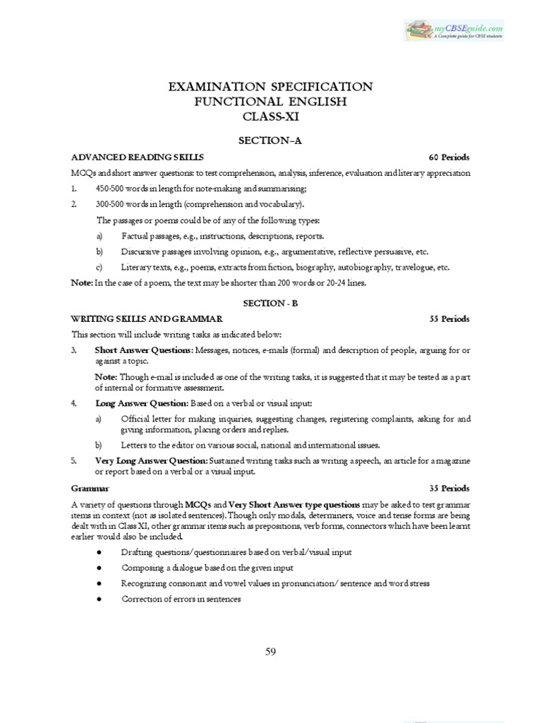 Eng2014 Syllabus 11 English Functional | PDF | Reading Comprehension ...