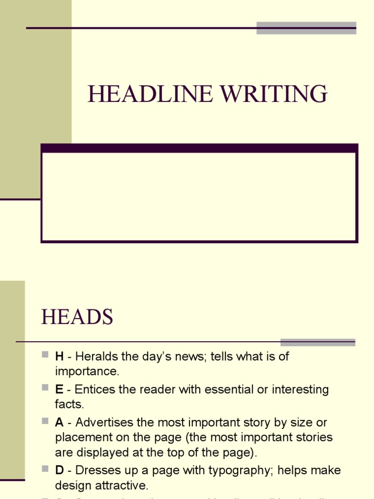 Headline Writing Techniques in Journalism | PDF | Language Arts ...