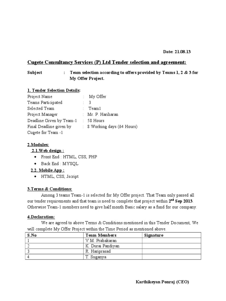 Team Selection for My Offer Project | PDF | Business