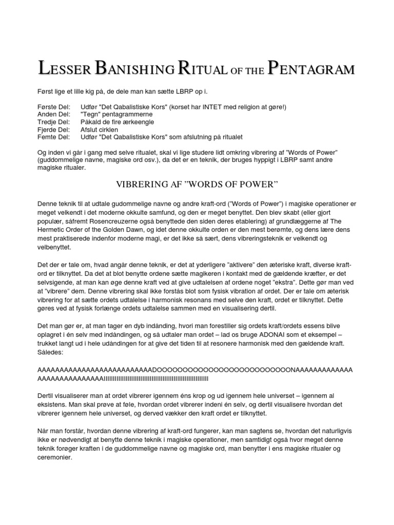 Lesser Banishing Ritual of The Pentagram (LBRP) | PDF
