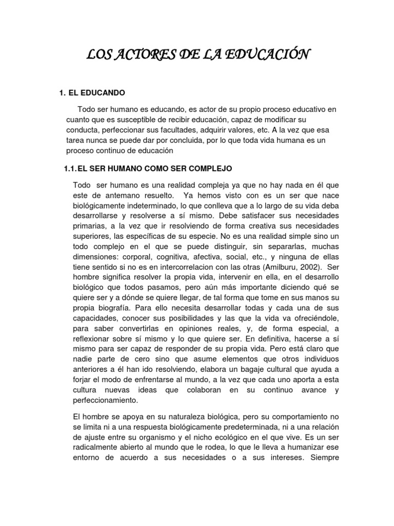 Actores en el Proceso Educativo | PDF | Aprendizaje | Conocimiento