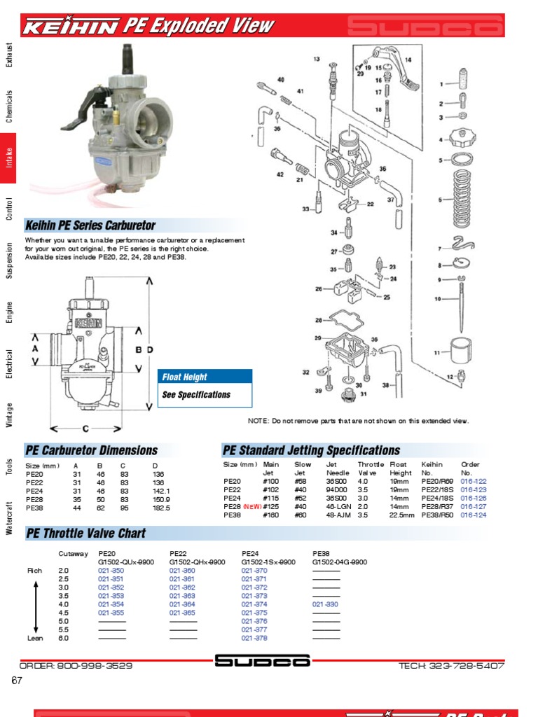 Keihin Pe Carb Exploded View Carburetor Internal Combustion Engine