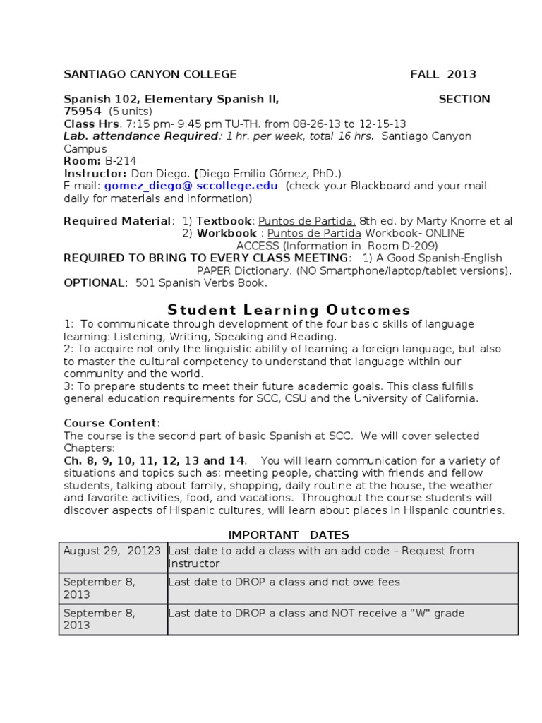 Workbooks golosa workbook : spa102-75954-f13-scc-sy | Textbook | Test (Assessment)