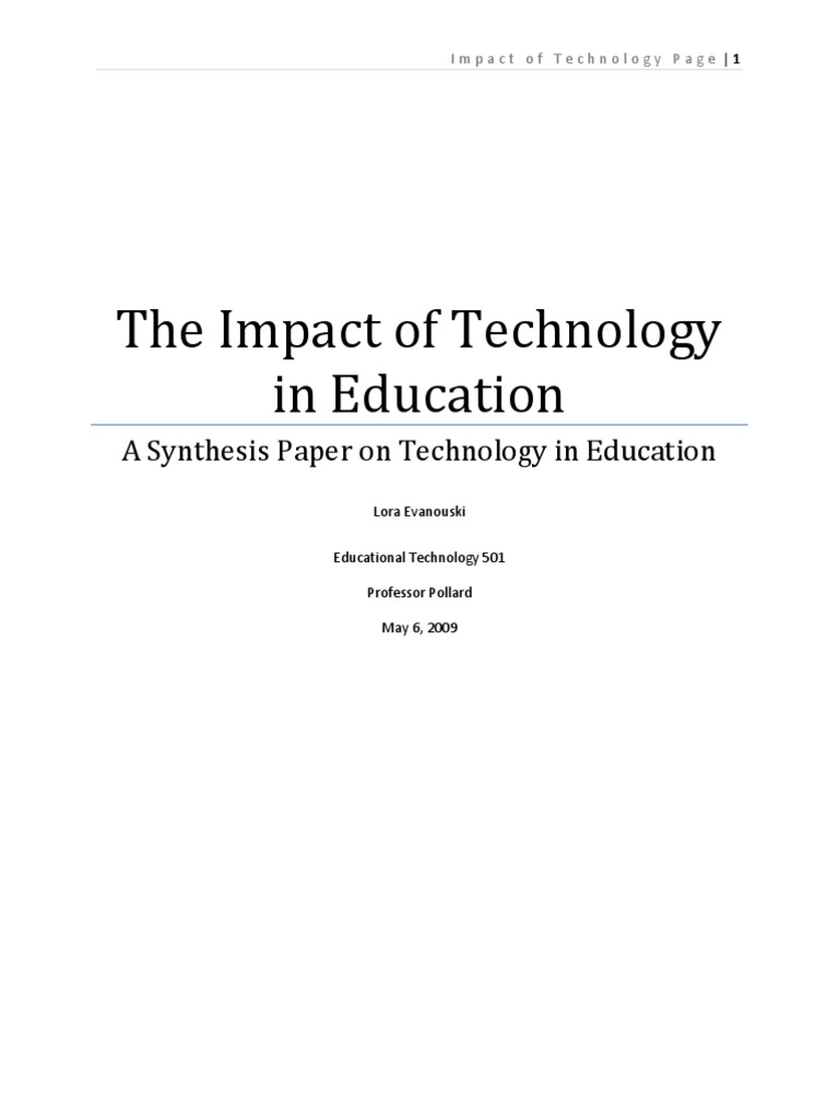 Impact of Technology in Education | PDF | Educational Technology | Teachers