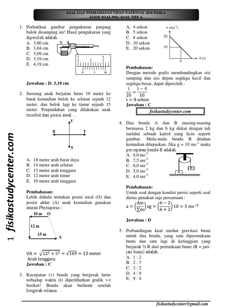 Soal Un Gerak Lurus Sma