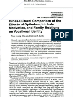 Cross-Cultural Comparison of The Effects of Optimism, Intrinsic Motivation and Family Relations On Vocational Identity