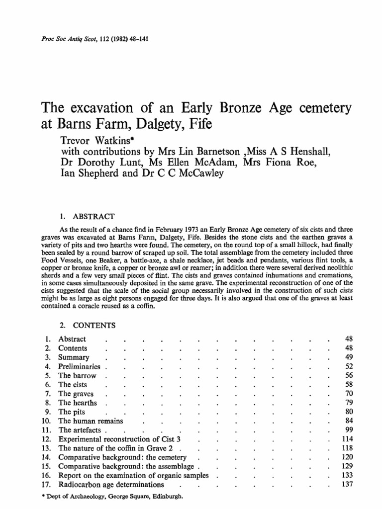 The Excavation of An Early Bronze Age Cemetery at Barns Farm, Dalgety