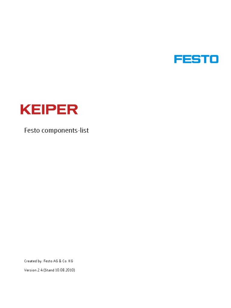 Festo Component List Guide | PDF | Valve | Electrical Connector