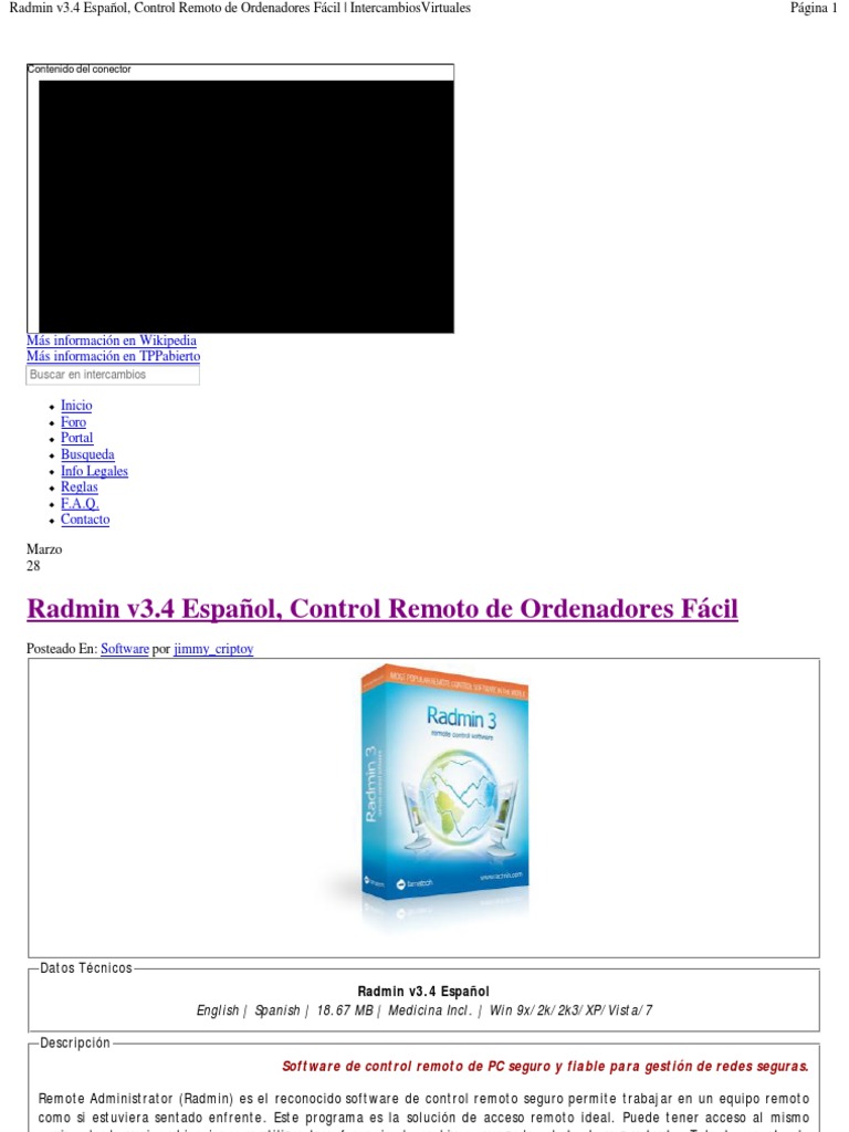 Radmin v3.4: Control Remoto Seguro y Fácil | PDF