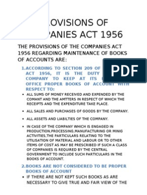 provisions of companies act 1956 final financial statement income balance sheet for 3 years example assets examples