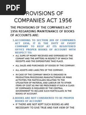 provisions of companies act 1956 final financial statement income balance sheet for 3 years example assets examples