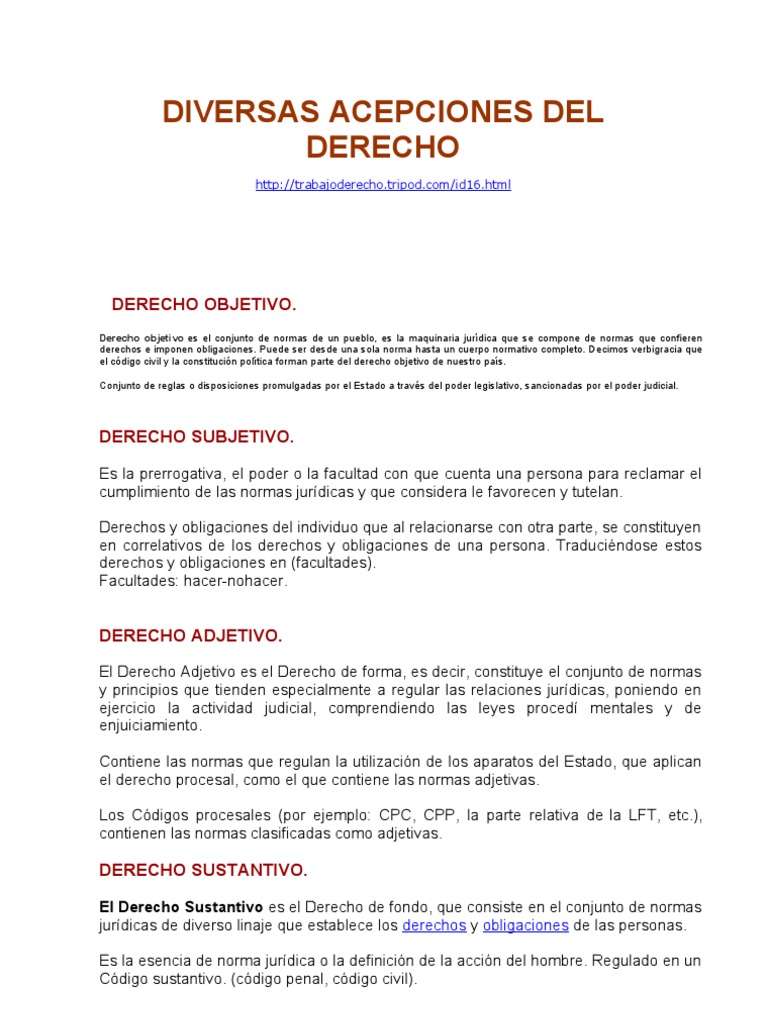 Diversas Acepciones Del Derecho