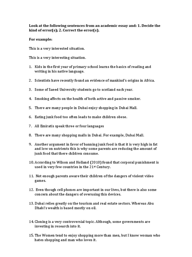 Error Correction Exercise 1 PDF