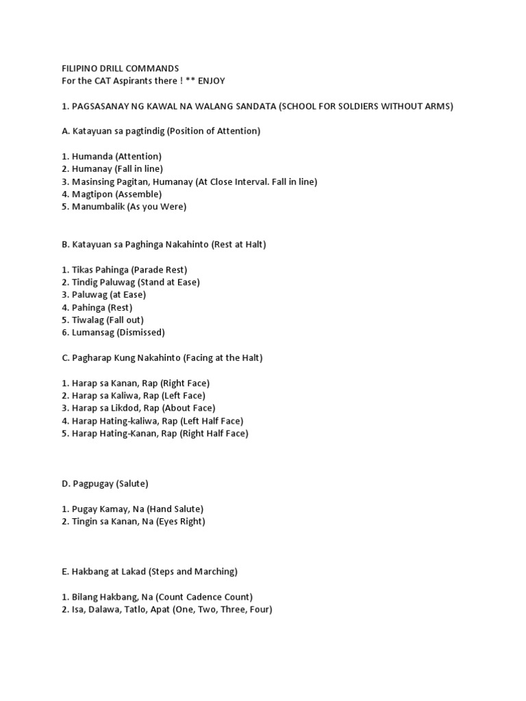 Filipino Drill Commands Parade Military Sociology