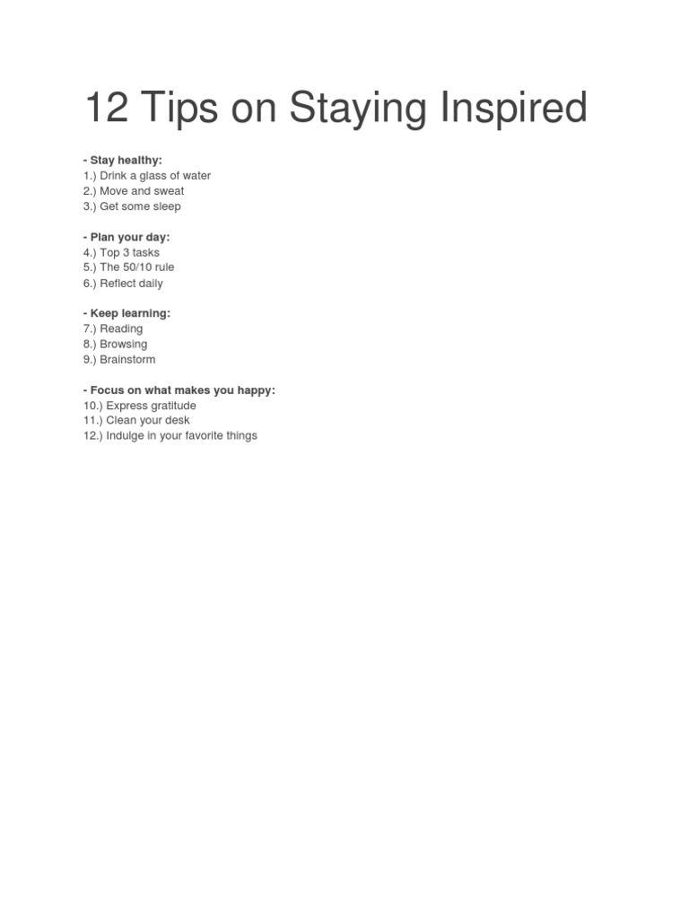 Stay Inspired: Tips for Daily Motivation | PDF | Career & Growth | Self ...