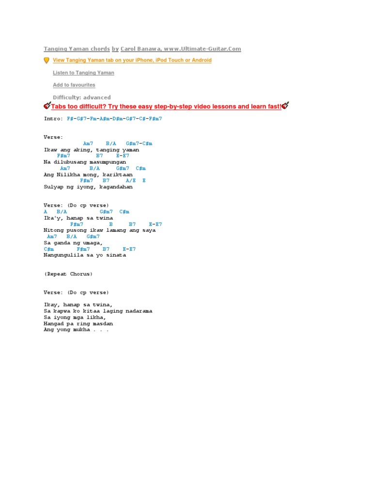 Tanging Yaman Chord1 PDF