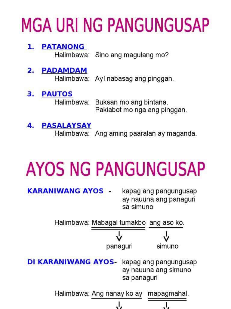 Mga Uri Ng Pangungusap