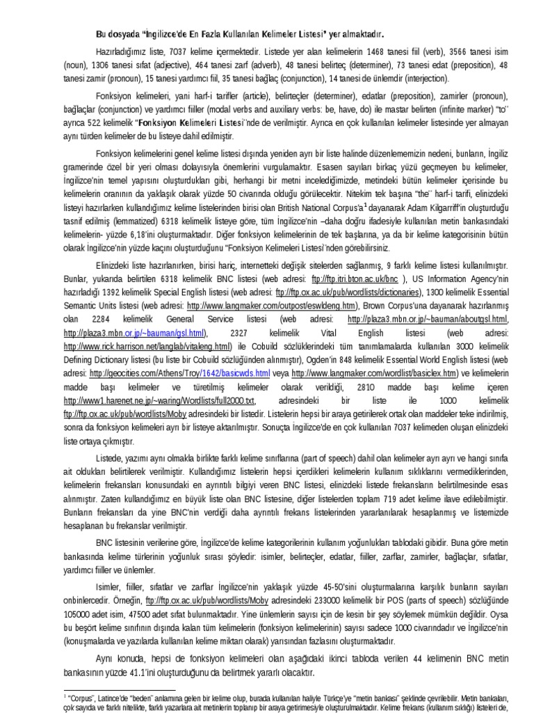 Cok Kullanilan Kelimer