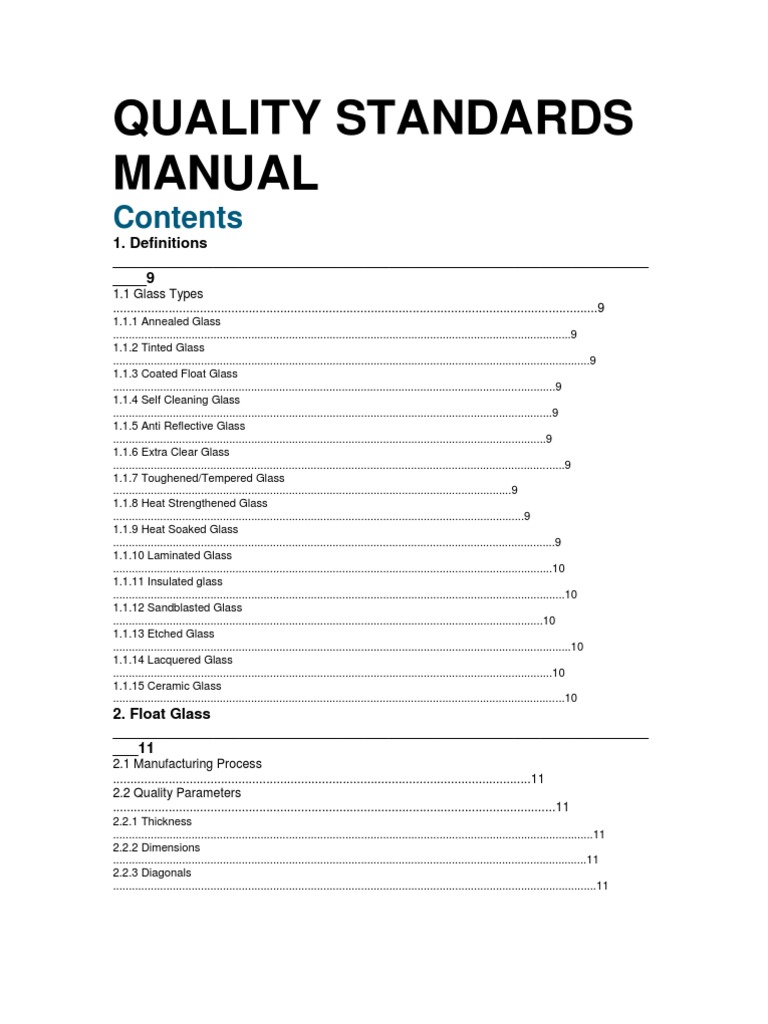 Glass Quality Standards Manual PDF Glasses Optical Materials