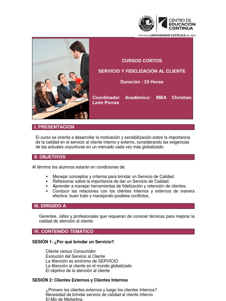 Curso de Servicio y Fidelización al Cliente | PDF | Servicio al Cliente ...