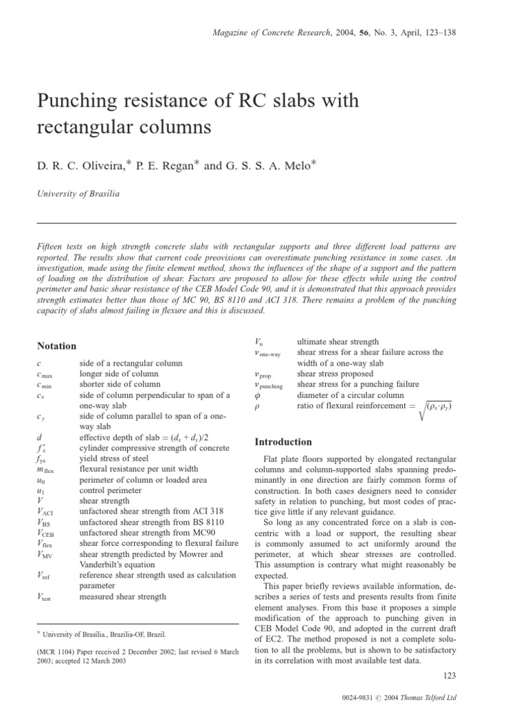 Punching Resistance in RC Slabs | PDF | Column | Strength Of Materials
