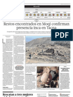 Restos encontrados en Moqi confi rman presencia inca en Tacna