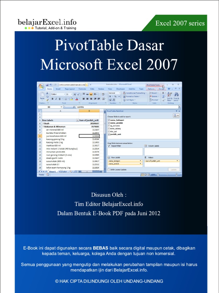Pivot Table Dasar Excel 2007 | PDF