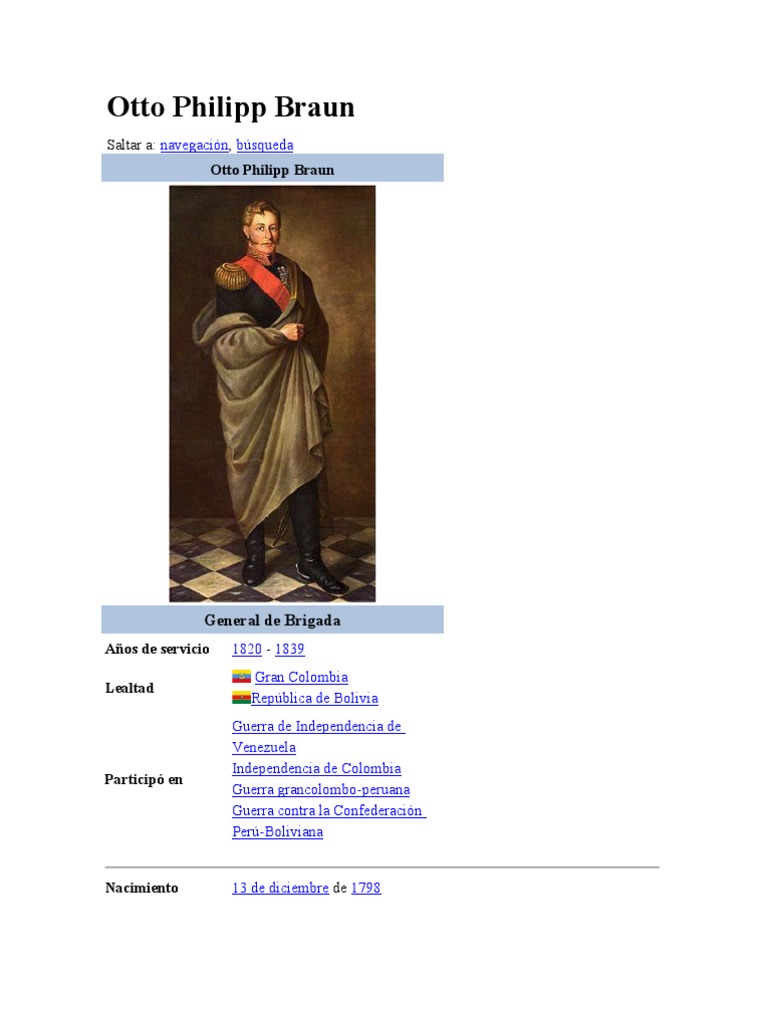 Otto Philipp Braun América del Sur Guerra de la era industrial