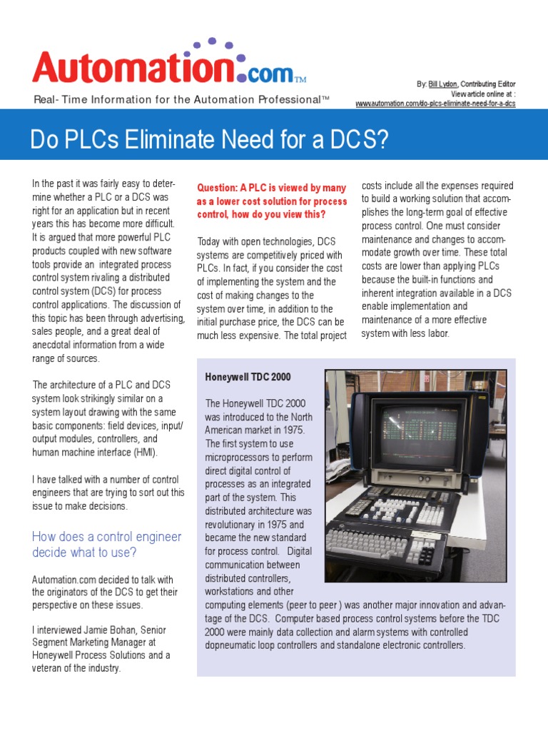 PLC vs DCS: Choosing the Right System | PDF | Programmable Logic ...