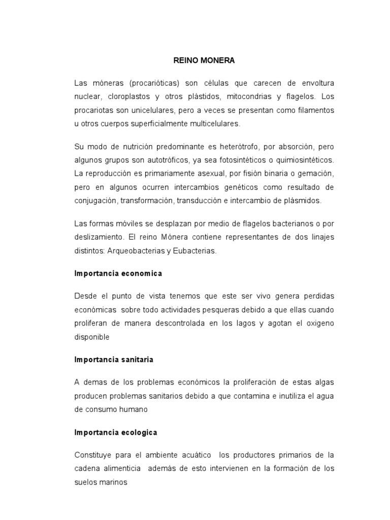 Importancia del Reino Monera y Fungi | PDF | Hongo | Algas