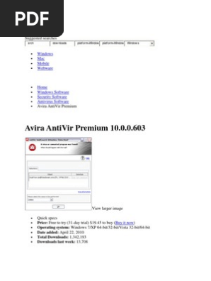 Avira Antivir Premium 8.1.00.331 Key