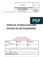 Epreuve Hydraulique Des Postes de Sectionnement